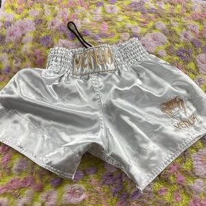 Venum Classic Muay Thai Boxing Shorts White/Gold Men's Large